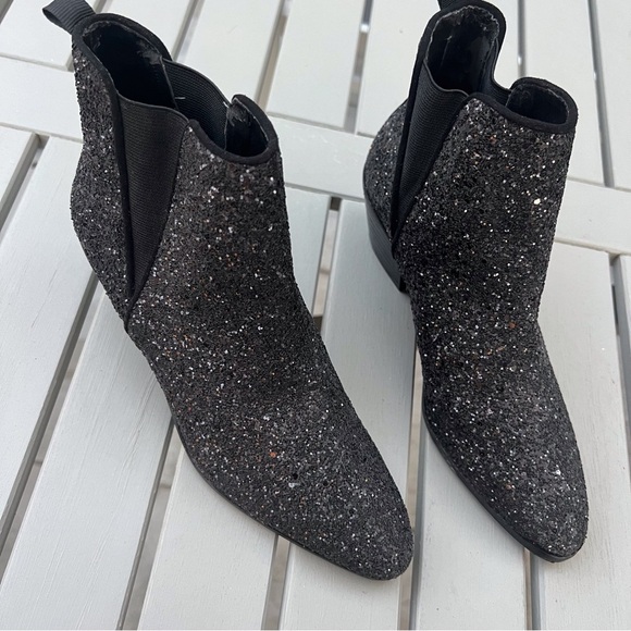 ZARA BLACK GLITTER ANKLE BOOTS BLOCK HEEL SIZE 36 - Picture 6 of 8